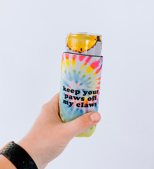 Keep your Paws off my Claws Slim Can Cooler/Koozie sold by Royal Collections and Co.
