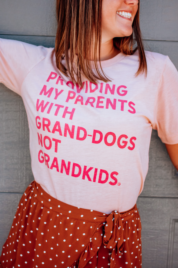 Cute Girl in Providing My Parents With Grand-dogs Not Grandkids Dog Mom T-Shirt sold by Royal Collections and Co.