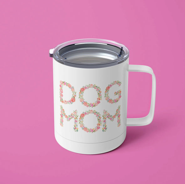 Dog Mom Floral Stainless Steel Coffee Drink Mug sold by Royal Collections and Co.JPG