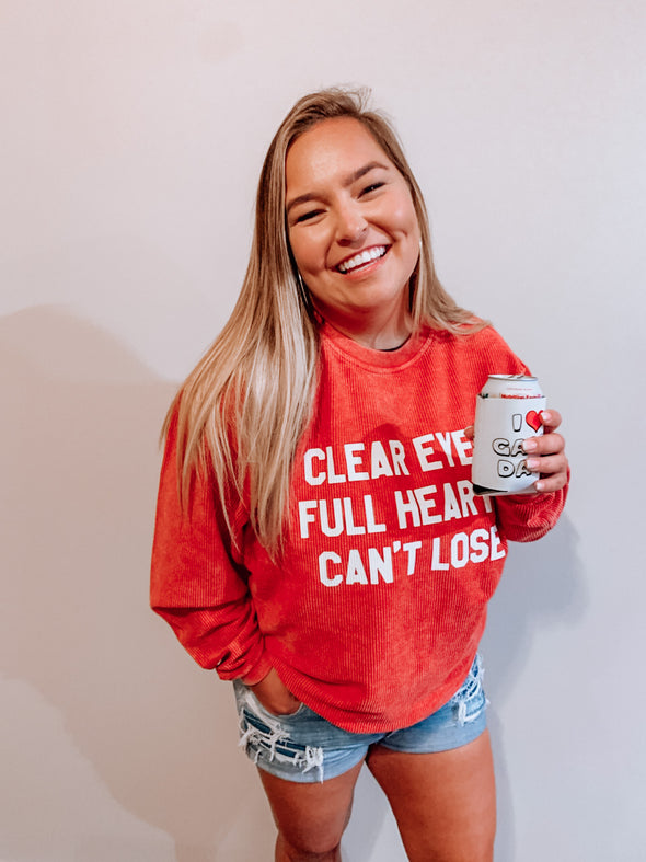 Blogger in Clear Eyes, Full Hearts, Can't Loose Corded Crewneck sold by Royal Collections and Co