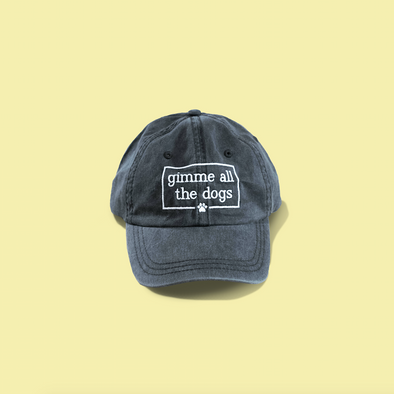 Gimme All The Dogs Dog Mom Hat in Charcoal sold by Royal Collections and Co. made by Dapper Paw