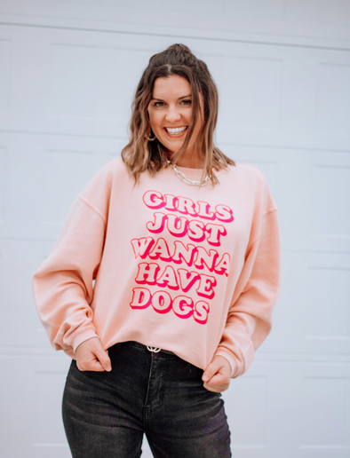 Girls Just Wanna Have Dogs Dog Mom Corded Crewneck sold by Royal Collections and Co