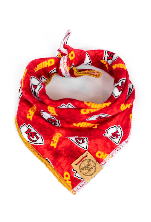 Kansas City Chiefs Flannel Dog Bandana made by Royal Collections and Co.