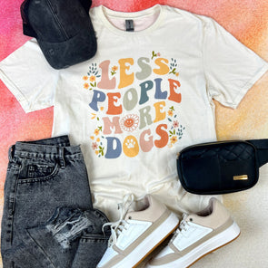 Less People More Dogs Floral Boho Dog Mom Tee extremely soft tee sold by royal collections and co