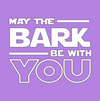 May the bark be with you text add on for Bark Wars Star Wars Blue Dog Bandana made by Royal Collections and Co.