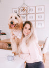 Dog Mom and Goldendoodle Dog in Minimal Dog Mom Cropped Hoodie - Blush by Royal Collections and Co.