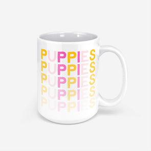 Pink and Yellow Ombre Puppies 15oz Mug sold by Royal Collections and Co. made by Dapper Paw