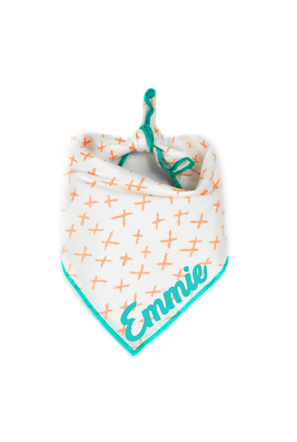 Peach and Aqua X Summer Dog Bandana made by Royal Collections and Co.