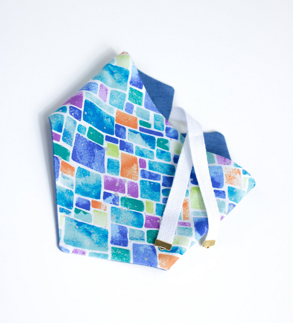  Blue Mosaic Reversible Summer bandana made by Royal Collections and Co.