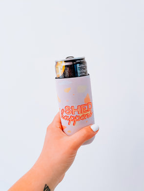 Shed Happens Slim Can Cooler/Koozie sold by Royal Collections and Co. made by Dapper Paw