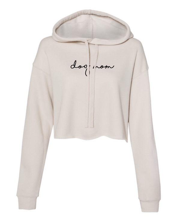 Minimal Dog Mom Cropped Hoodie - Tan by Royal Collections and Co.